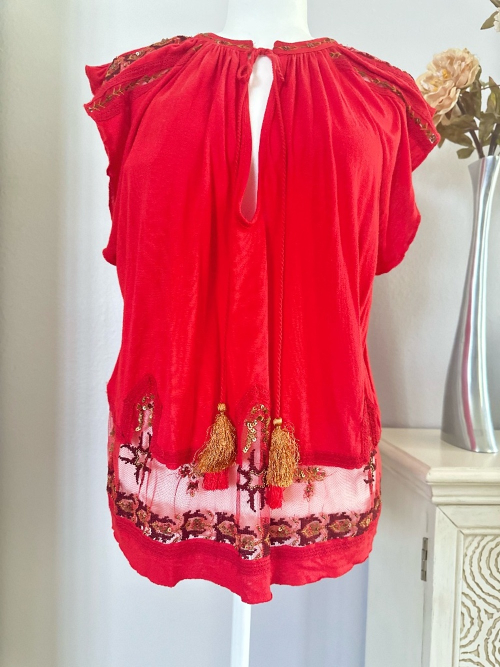 FREE PEOPLE Morocco Tank Top Red